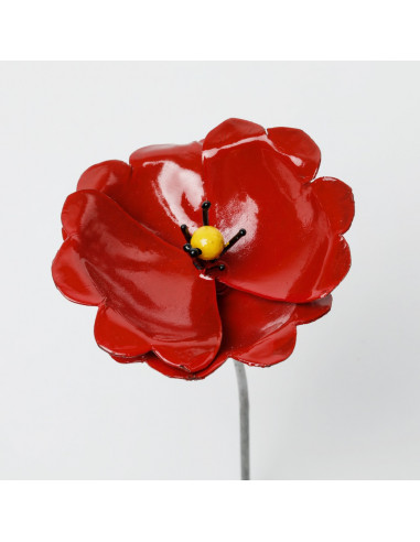 Fleur De Coquelicot En Metal Recycle Peint