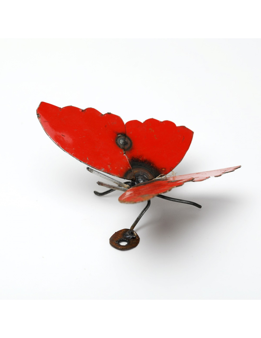 Joli tuteur mobile Papillon en fer rouge pour le jardin !